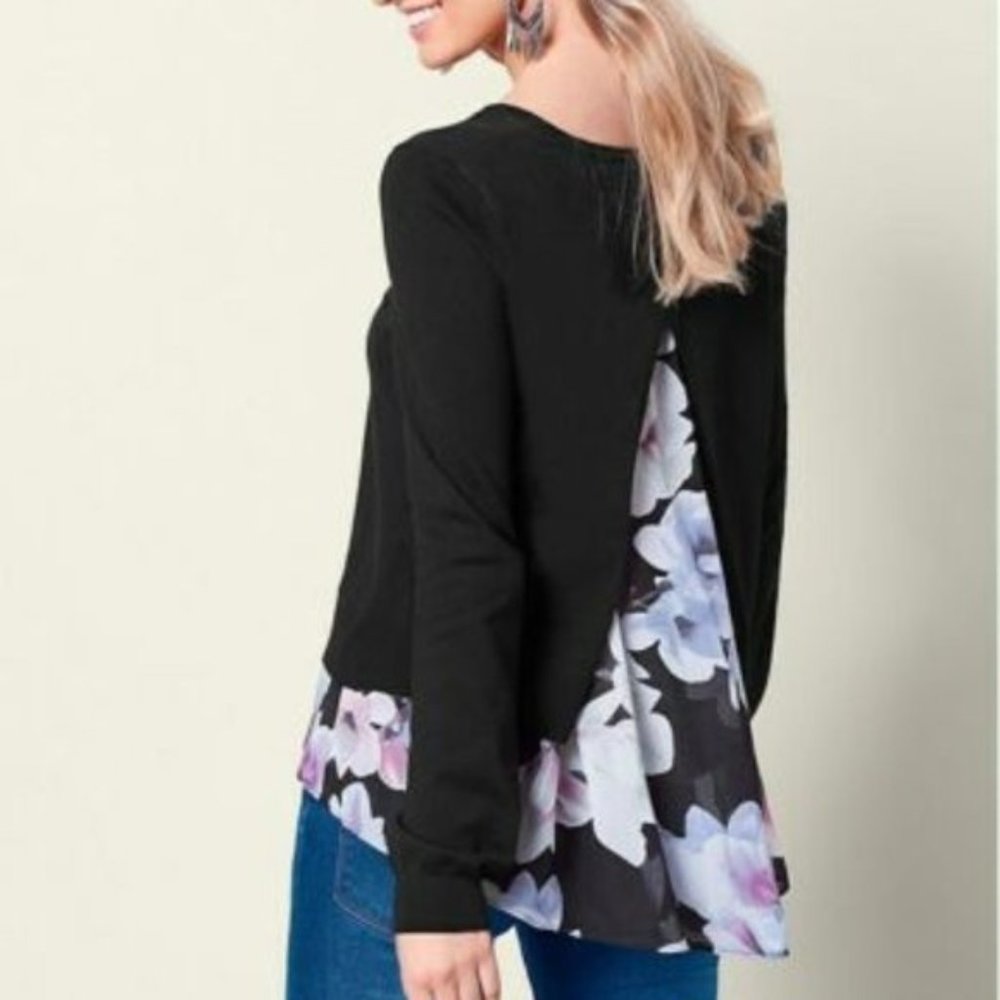 VENUS Floral Printed Twofer Sweater Top
